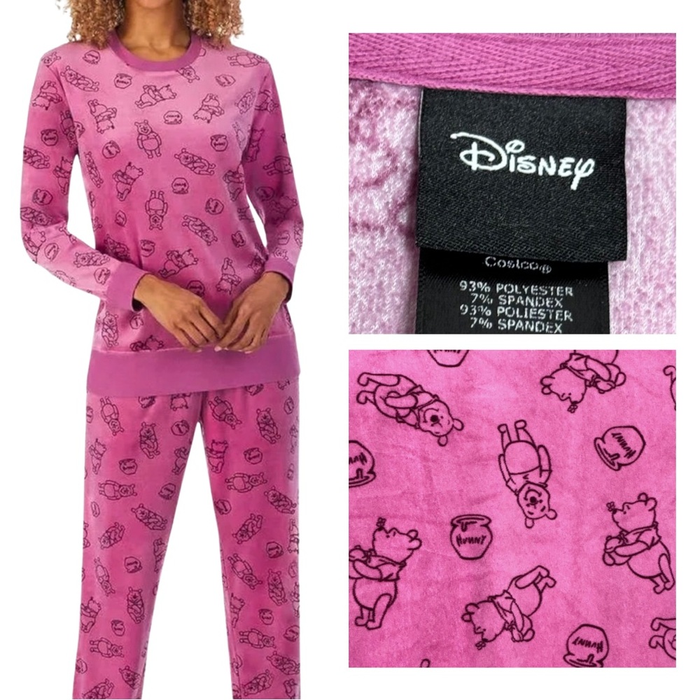 Disney Winnie the Pooh Pajama Set Women’s Small Pink Lounge Sleepwear Cute